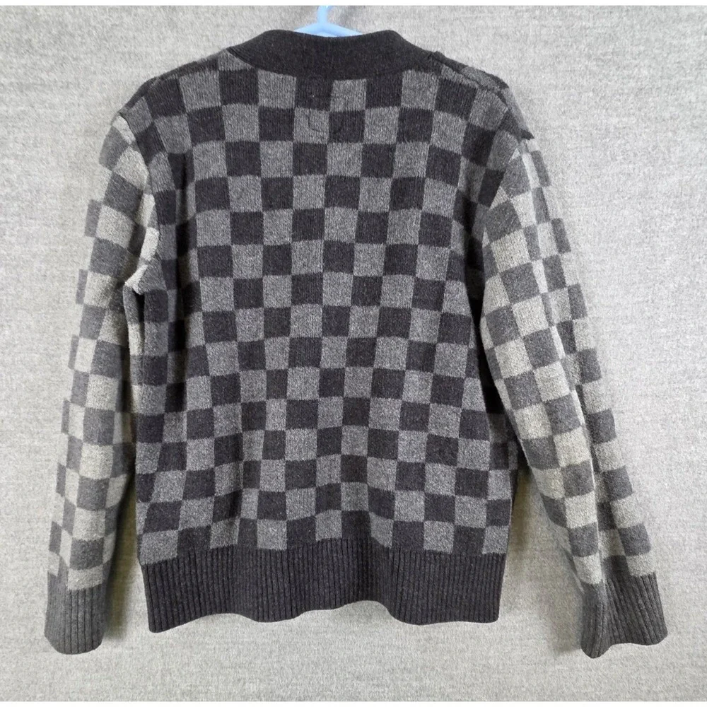 GapKids Boys XS 4-5 Cardigan Sweater Gray Checkerboard Pattern School Preppy